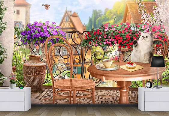 Fototapet la comanda - Dimineața pe balcon