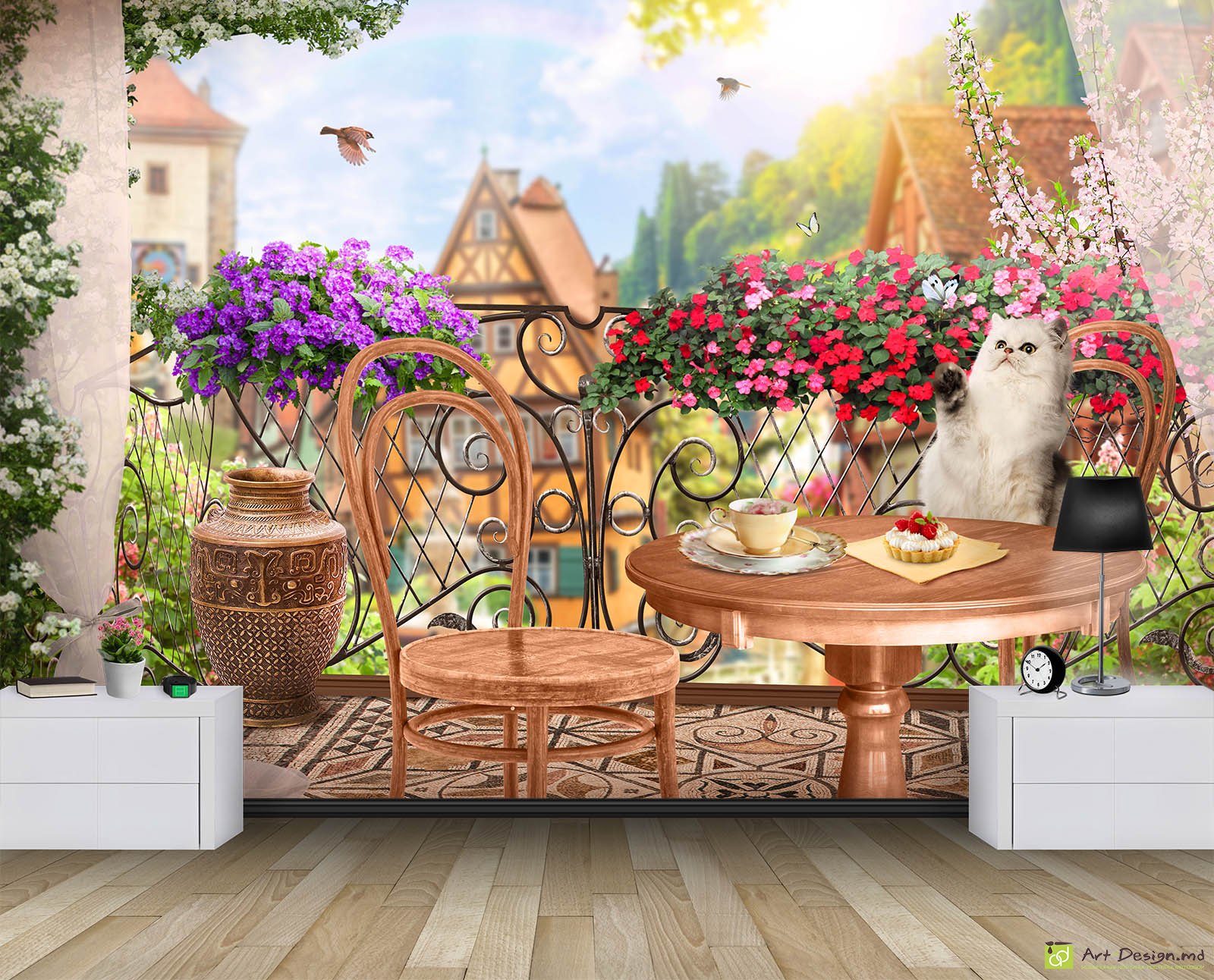 Fototapet la comanda - Dimineața pe balcon