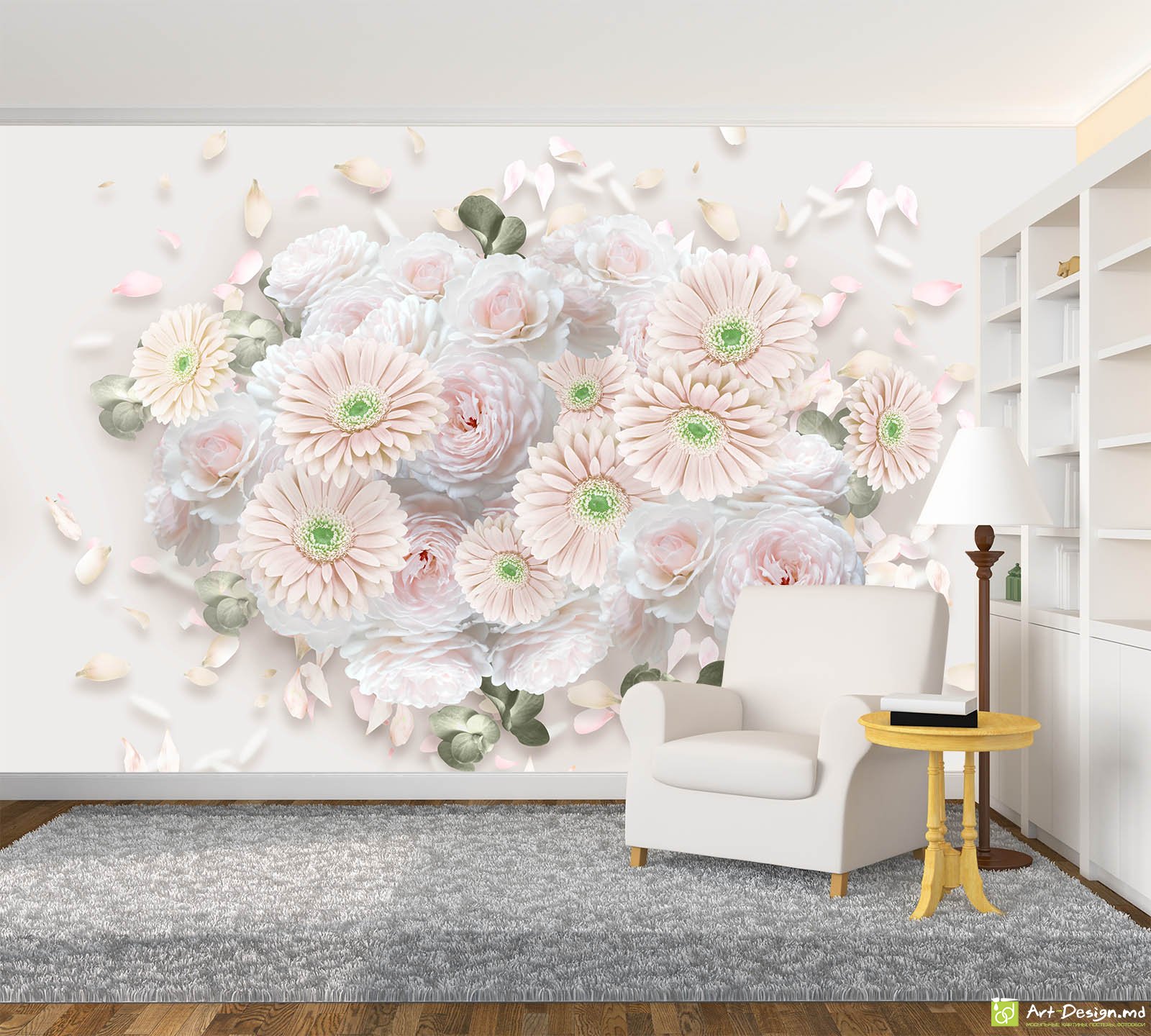 Фотообои на стену - Розы, герберы