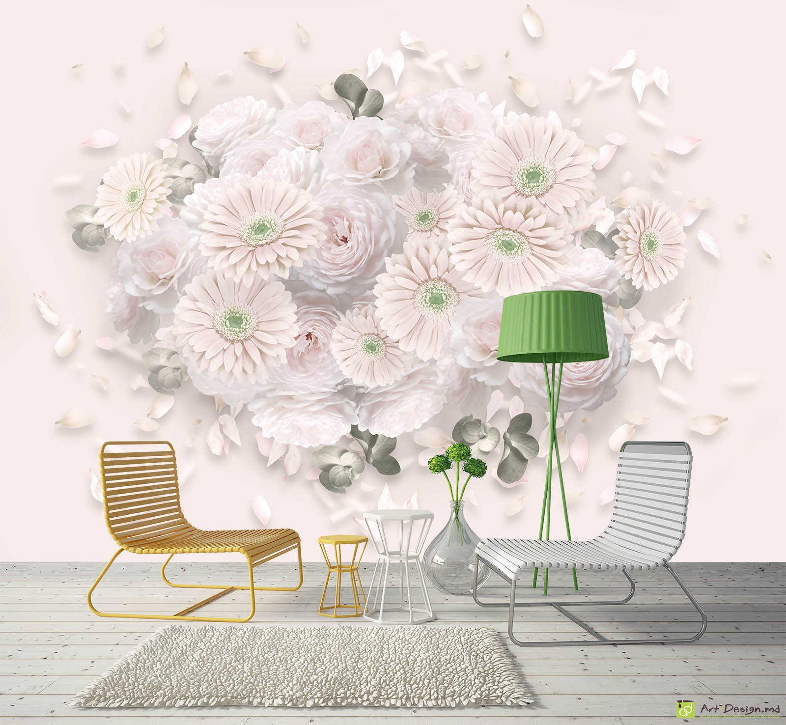 Fototapet la comanda - Trandafiri, Gerbere