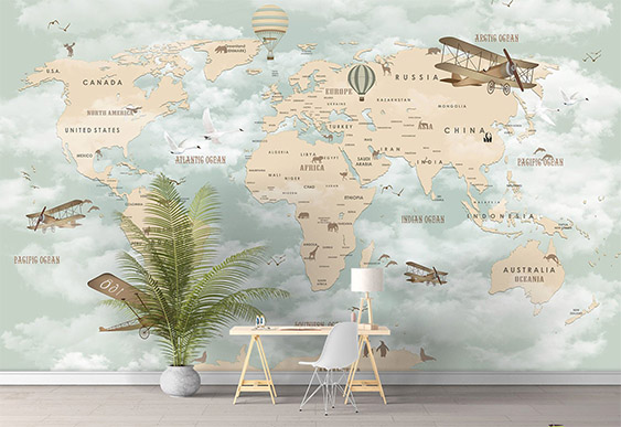 Fototapet la comanda - Hartă a lumii pentru copii_2