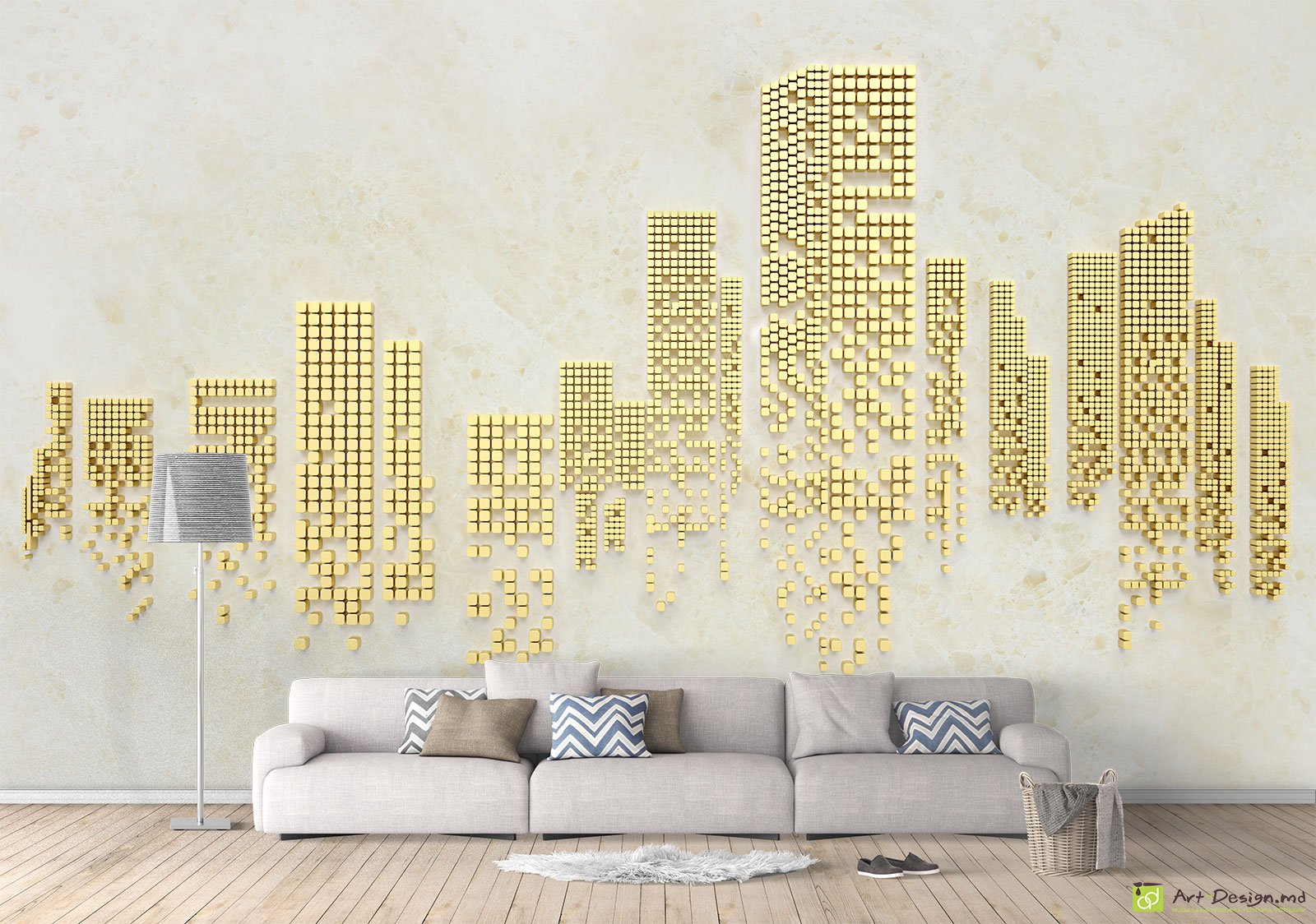 Fototapet la comanda - Ilustrație a unui oraș în cuburi