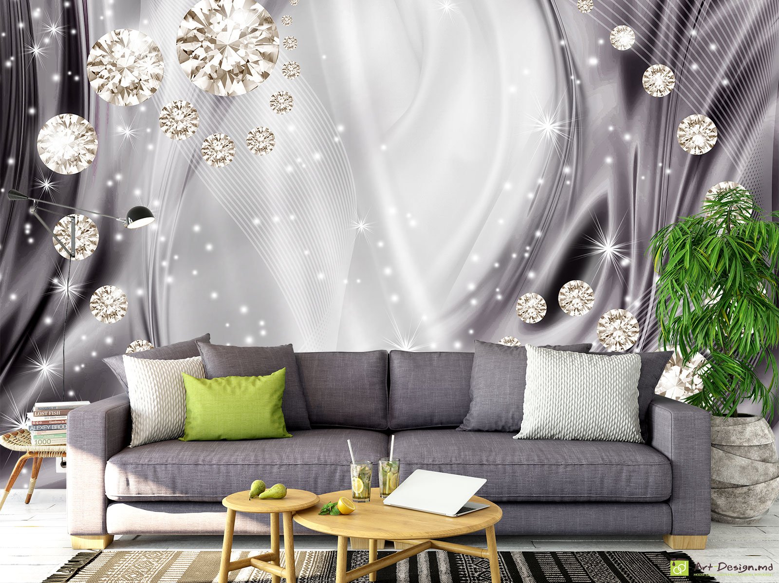 Fototapet la comanda - Diamante pe fundal violet