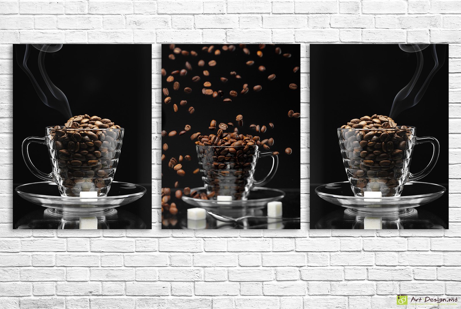 ☕ Tablou modular „Boabe de cafea în ceașcă”