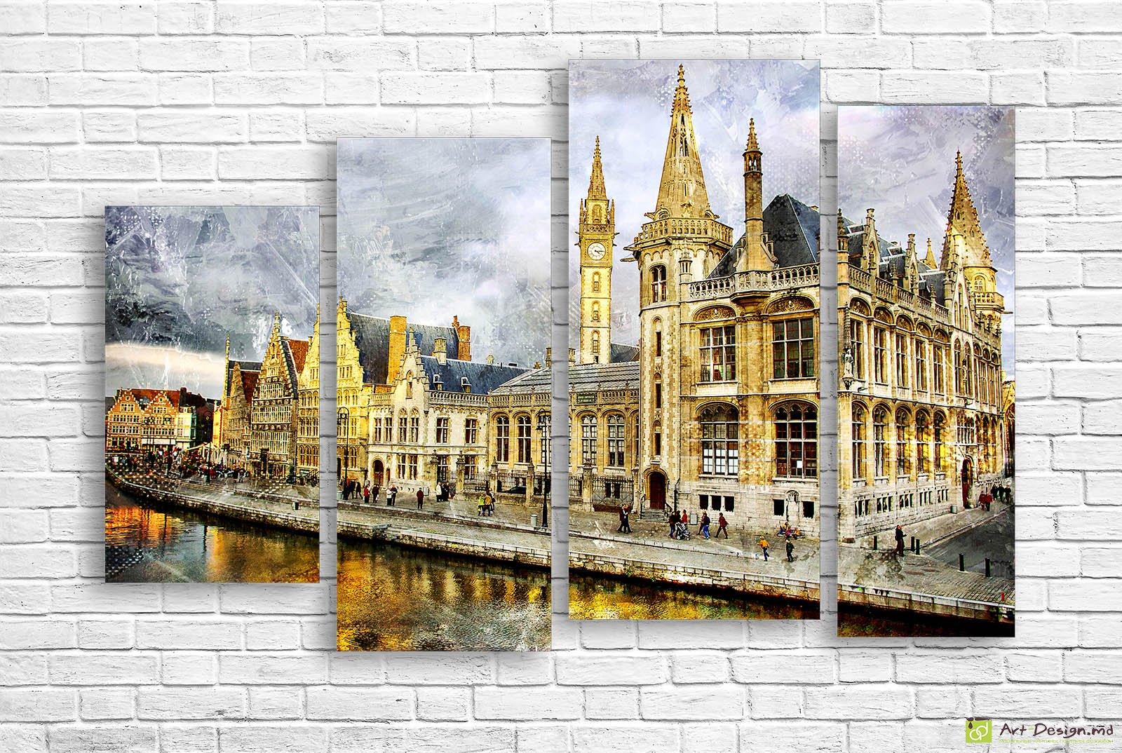 Картина на холсте Город в винтажном стиле