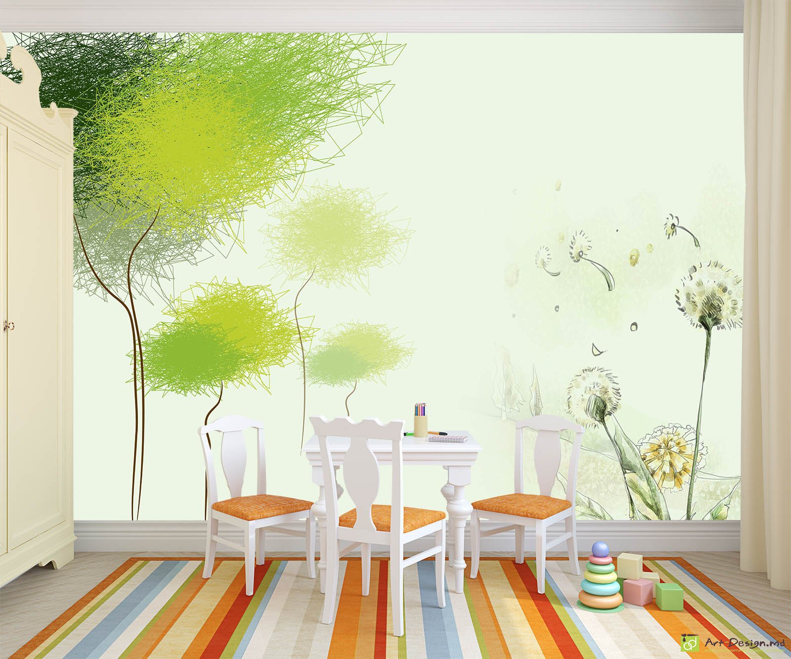 Fototapet la comanda - Сopaci abstracte și păpădiile