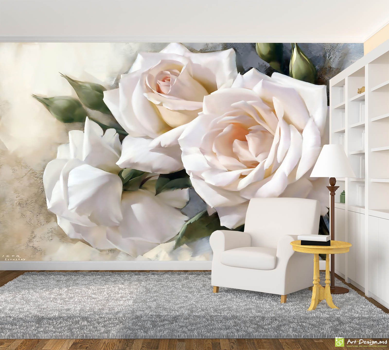 Фотообои на стену - Розы в художественном стиле