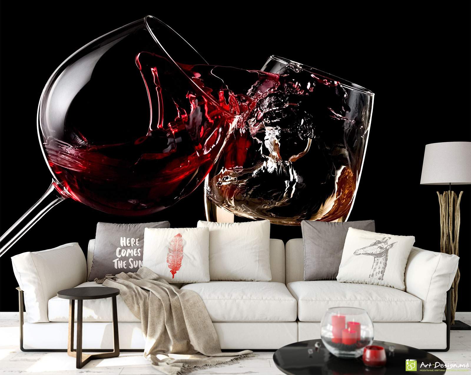 Фотообои на кухню - Два бокала с вином