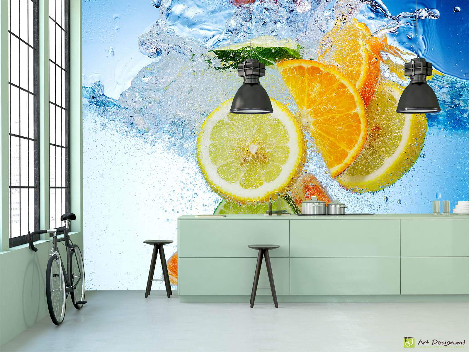 Фотообои на кухню - Цитрусы в воде