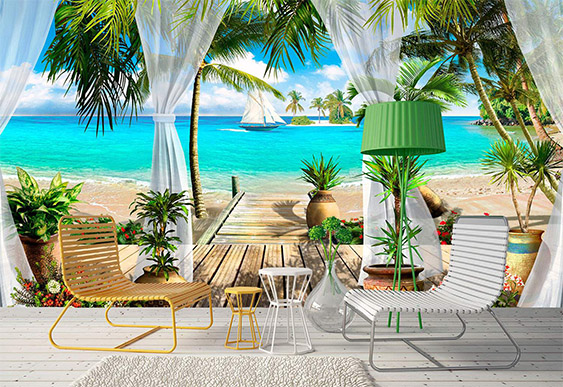 Фотообои на стену - Морской пейзаж, Террасы, арки_9