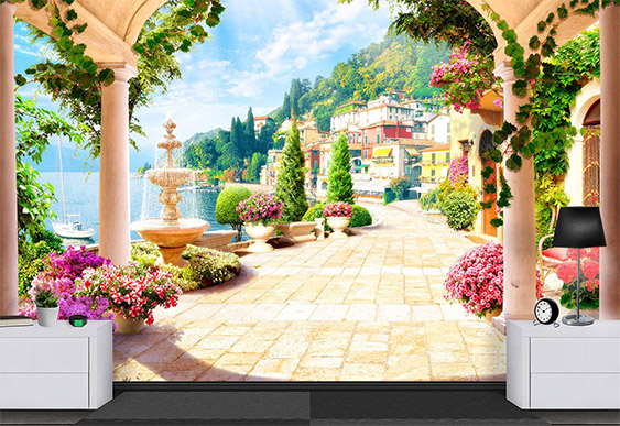 Фотообои на стену - Морской пейзаж, Террасы, арки_5