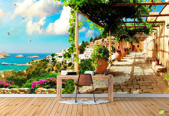 Фотообои на стену - Морской пейзаж, Террасы, арки_6