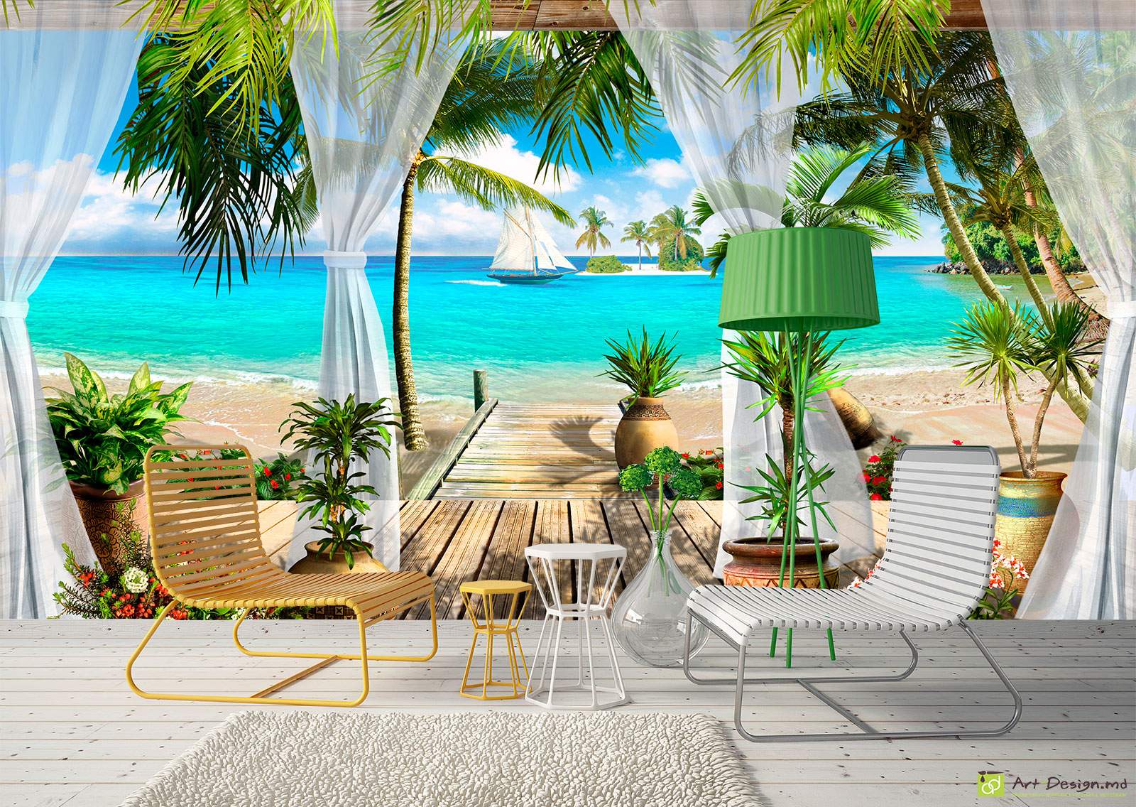 Фотообои на стену - Морской пейзаж, Террасы, арки_2