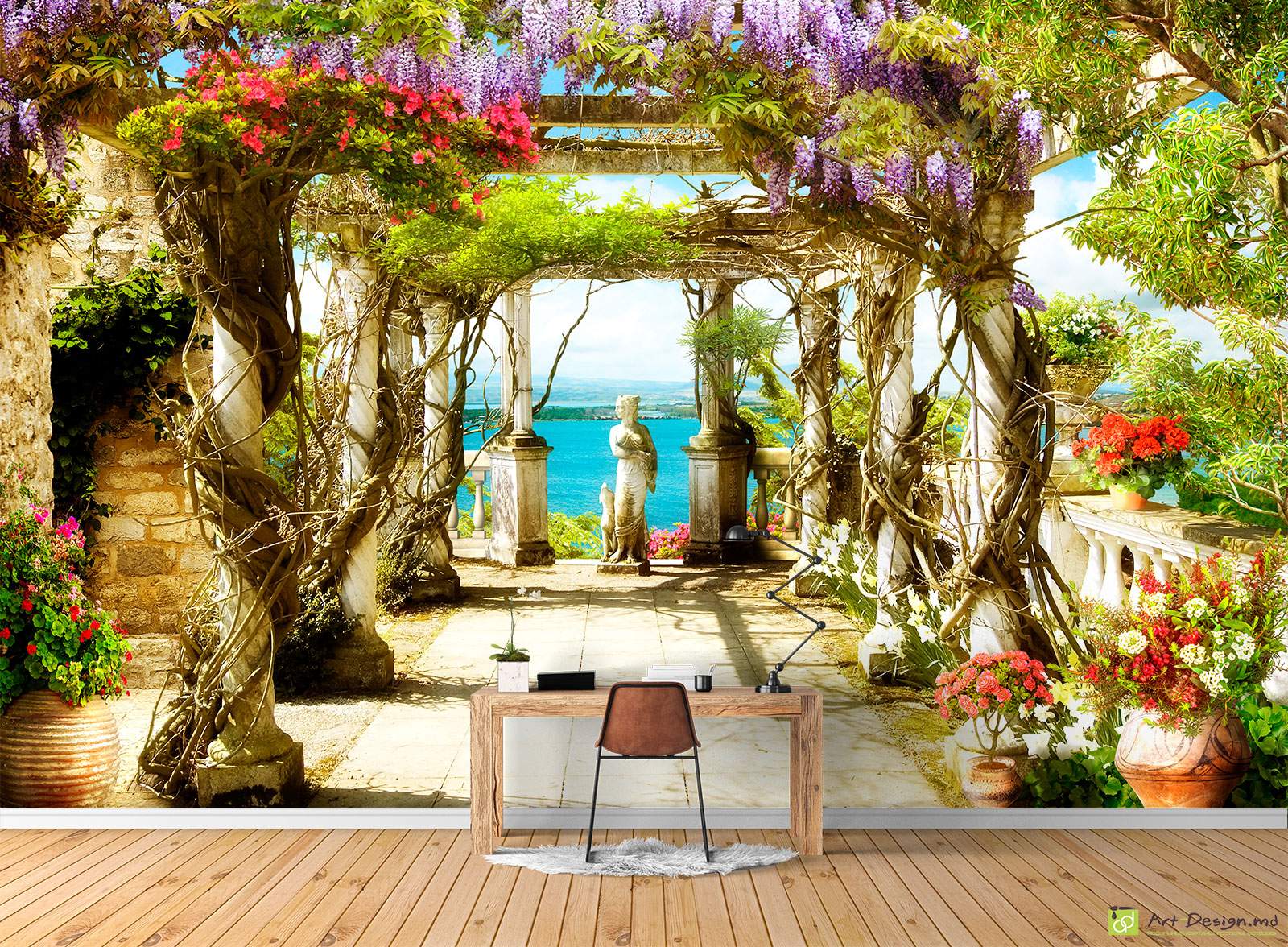 Фотообои, Фреска - Терраса замка с видом на море_2