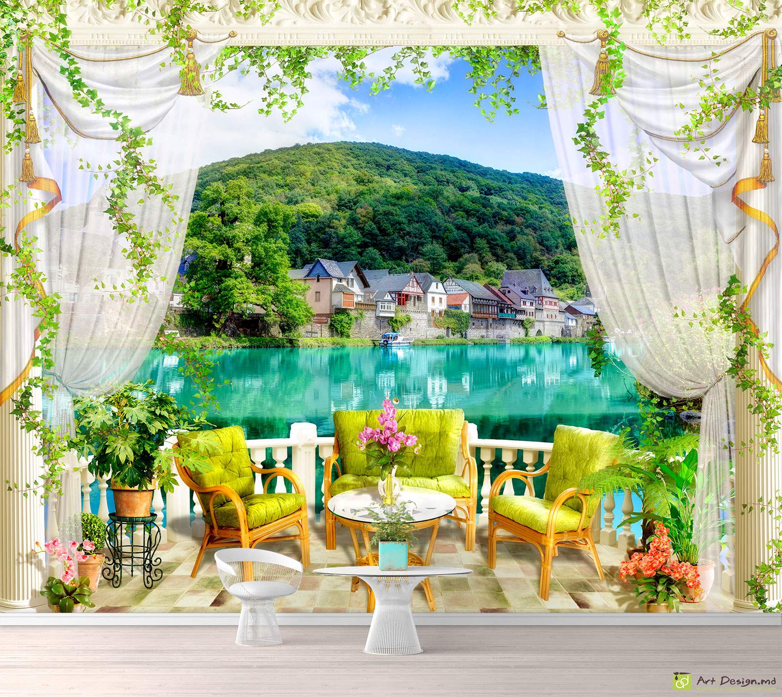 Фотообои, Фреска - Яркий пейзаж, фреска_4