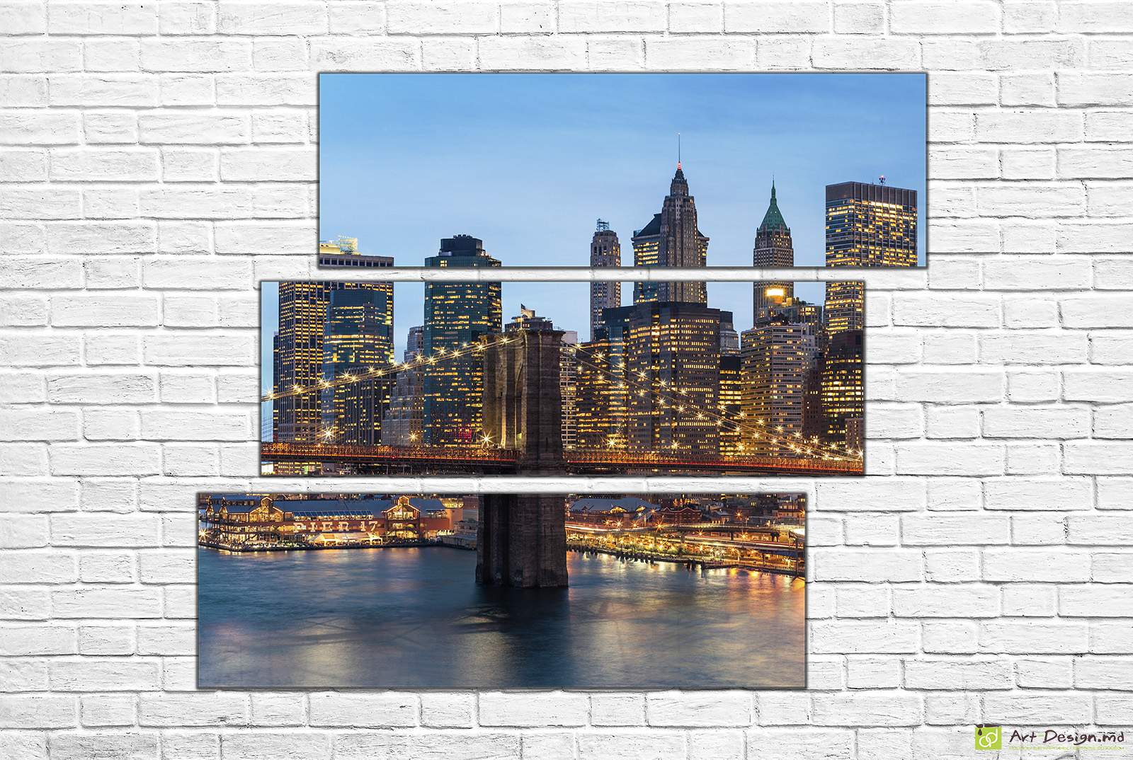 🌉 Tablou modular „New York noaptea – Podul Brooklyn”