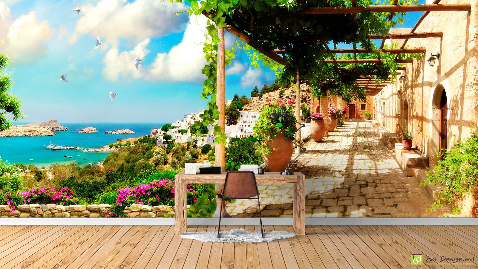 Фотообои на стену - Морской пейзаж, Террасы, арки_6