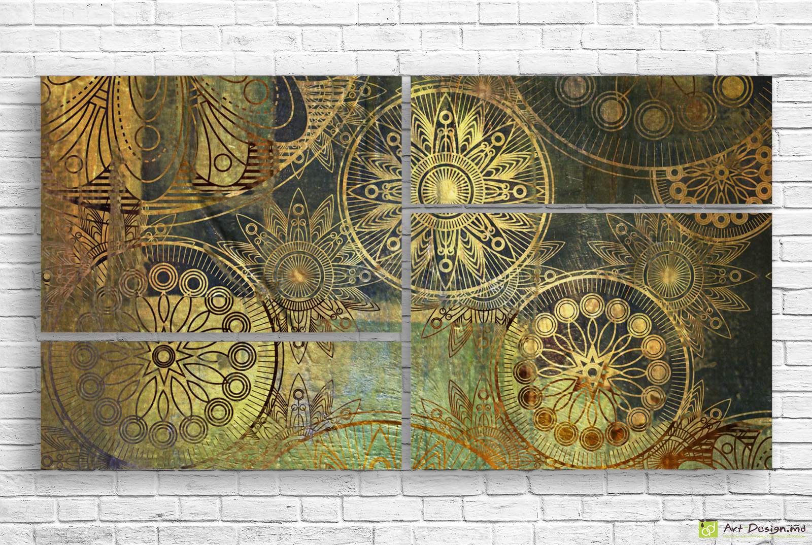 🪔 Модульная картина «Золотые мандалы гармонии»