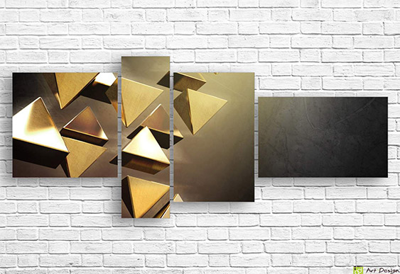 ✨ Tablou modular „Abstracție aurie cu cercuri”