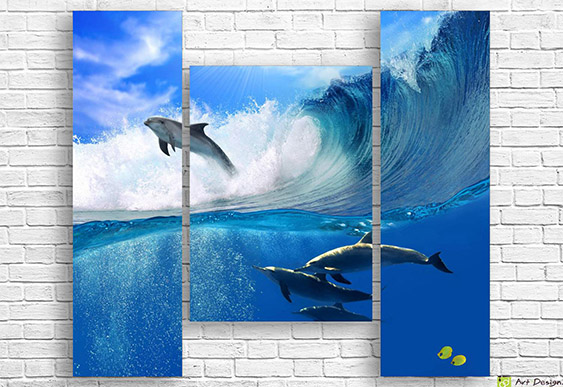 🌊 Tablou modular Creasta de aur a valului marin