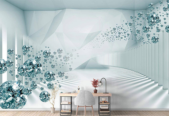 Fototapet la comanda - Tunel și bile de aur