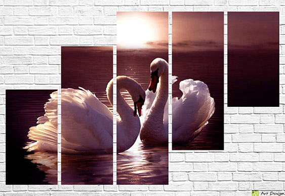 🌅 Tablou modular Palmieri pe fundalul apusului oceanic