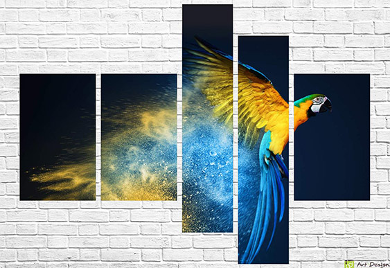 🦜 Модульная картина «Попугай в полёте»