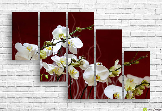 🌿 Tablou modular „Orhidee albă și bambus”