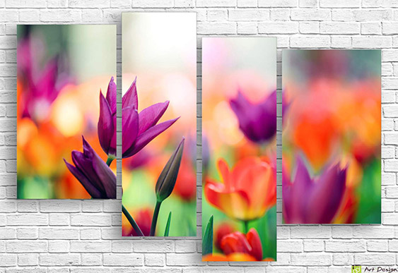 🤍 Модульная картина: Белые тюльпаны на светлом фоне