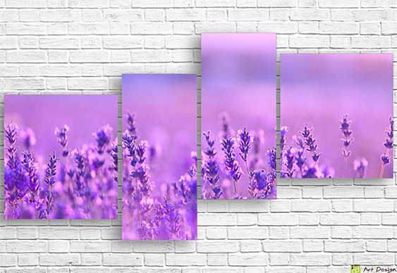 💜 Модульная картина: Лавандовое поле с мягким светом