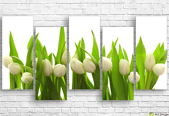 🌸 Tablou modular: Lalele roz cu picături de rouă