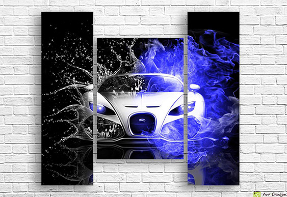 Tablou Multicanvas - Flacăra de albastru cu apă