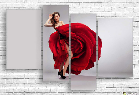 💃 Tablou modular Pasiune roșie la malul oceanului