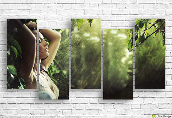 🌧️ Tablou modular „Fată în ploaie”