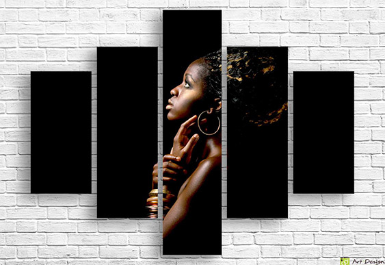 🖤 Tablou Portret de fată africană în tonuri întunecate