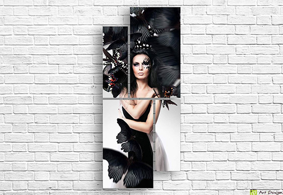 🌸 Tablou modular „Fată și fluturi”