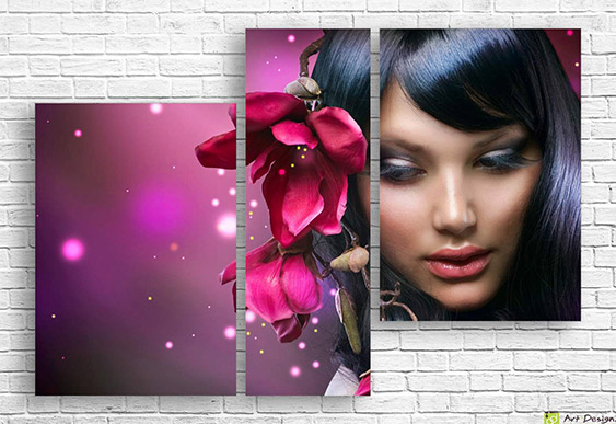 🌺 Tablou modular „Orhidee și portret feminin”