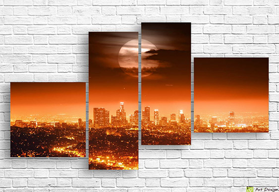 🌕 Tablou modular Los Angeles: Lună plină