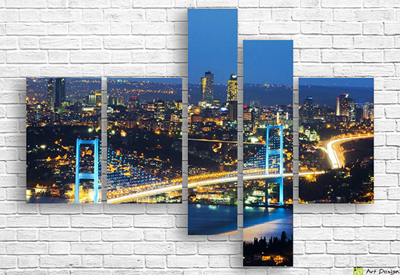 🌃 Модульная картина Ночной мегаполис с небоскрёбами