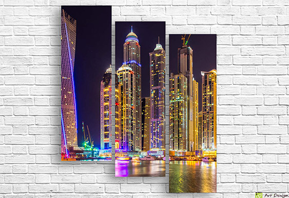 🌃 Модульная картина «Чёрно-белый ночной мегаполис»