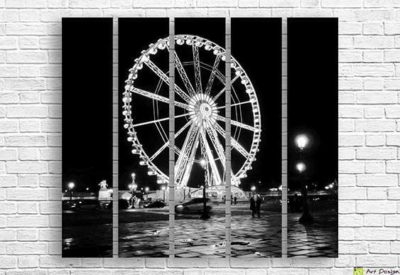 🌃 Модульная картина «Чёрно-белый ночной мегаполис»