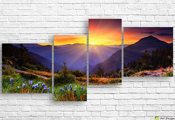 🌅 Tablou modular Apus pitoresc peste lacul montan