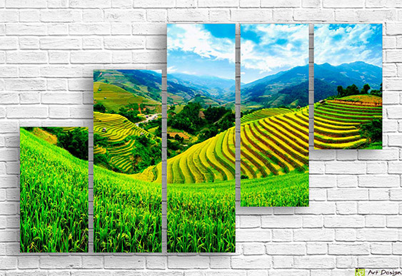 🌾 Tablou modular „Câmp în trepte”