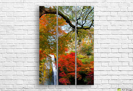 🍁 Tablou modular Cascadă de toamnă în păduri purpurii