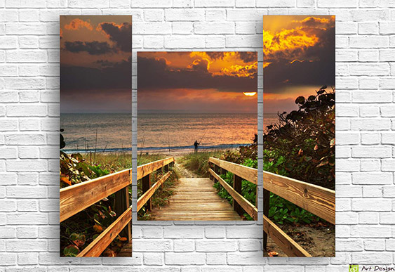 🌅 Tablou modular Moll infinit in aurul apusului