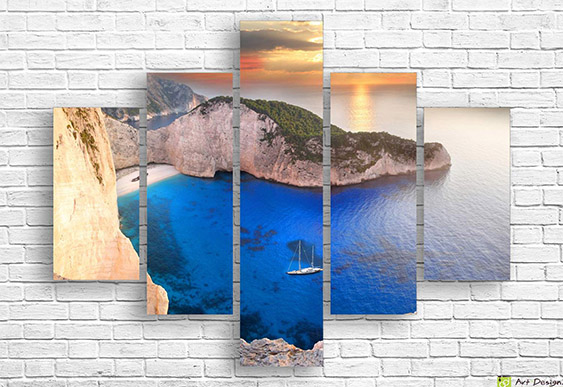 🌴 Модульная картина Тропический рай с лодками