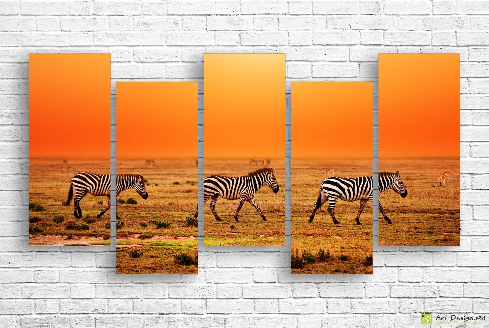 🦓 Модульная картина «Зебры на закате»