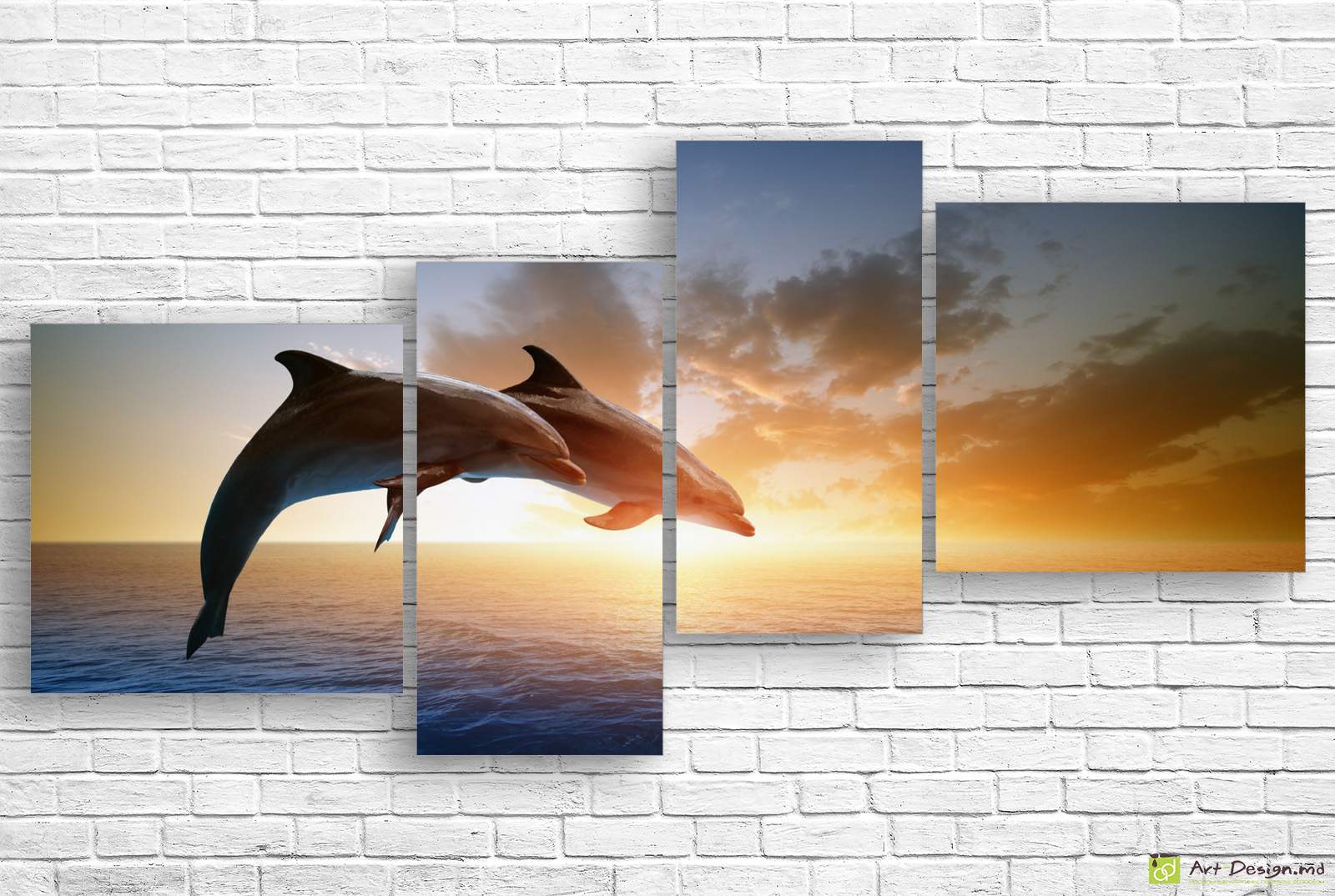 🐬 Tablou modular „Delfini la apus”