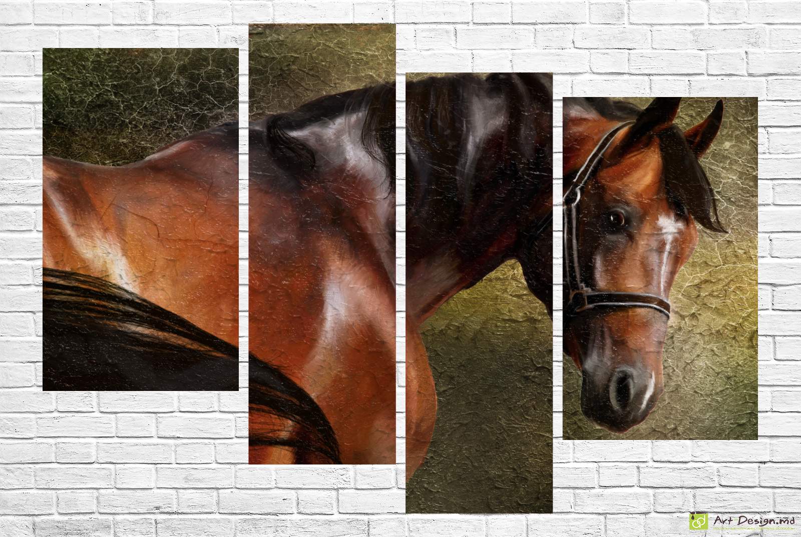 🐎 Модульная картина Гнедая лошадь в стиле масляной живописи