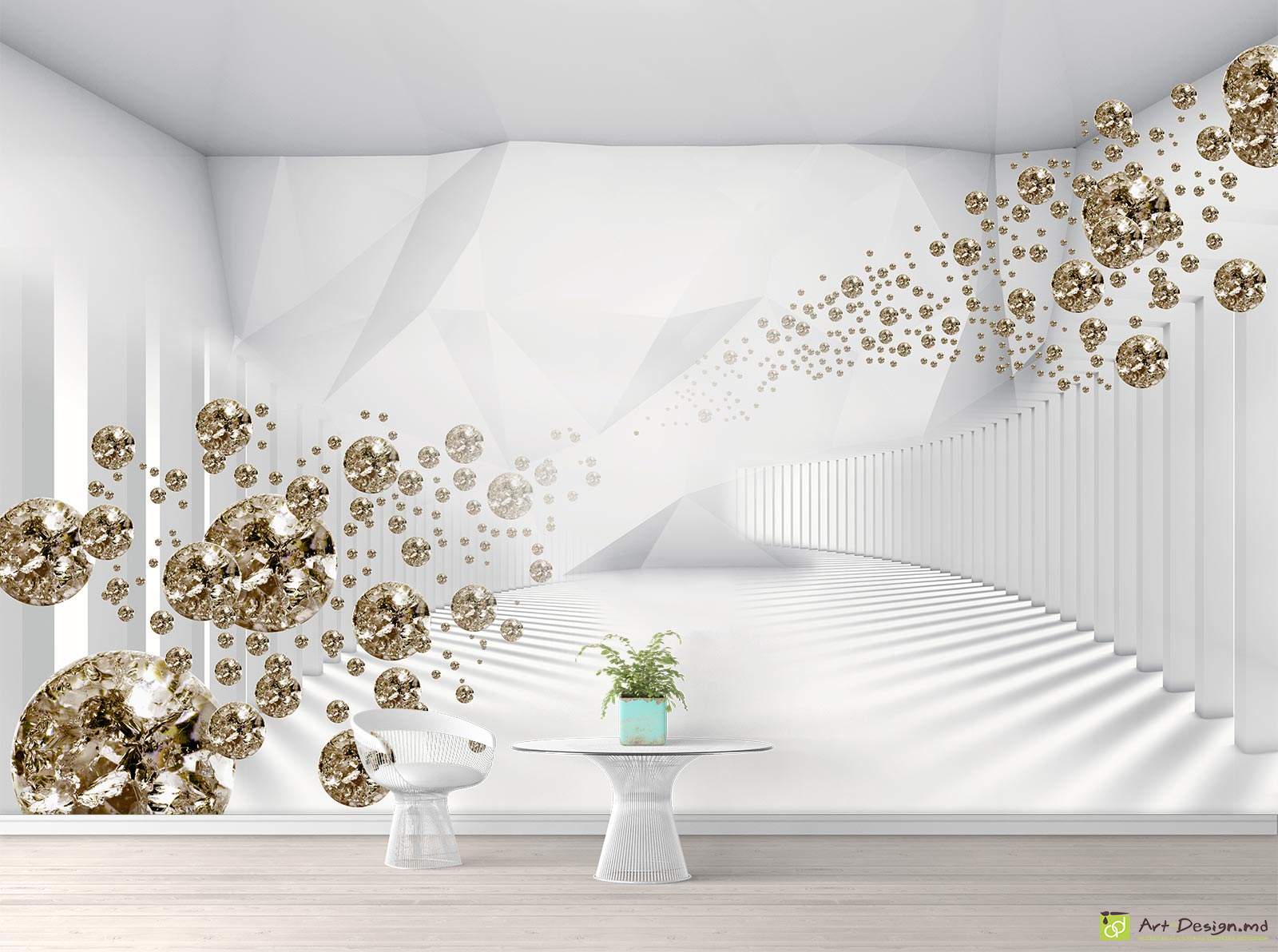 Фотообои с 3D эффектом - Туннель и шары_2